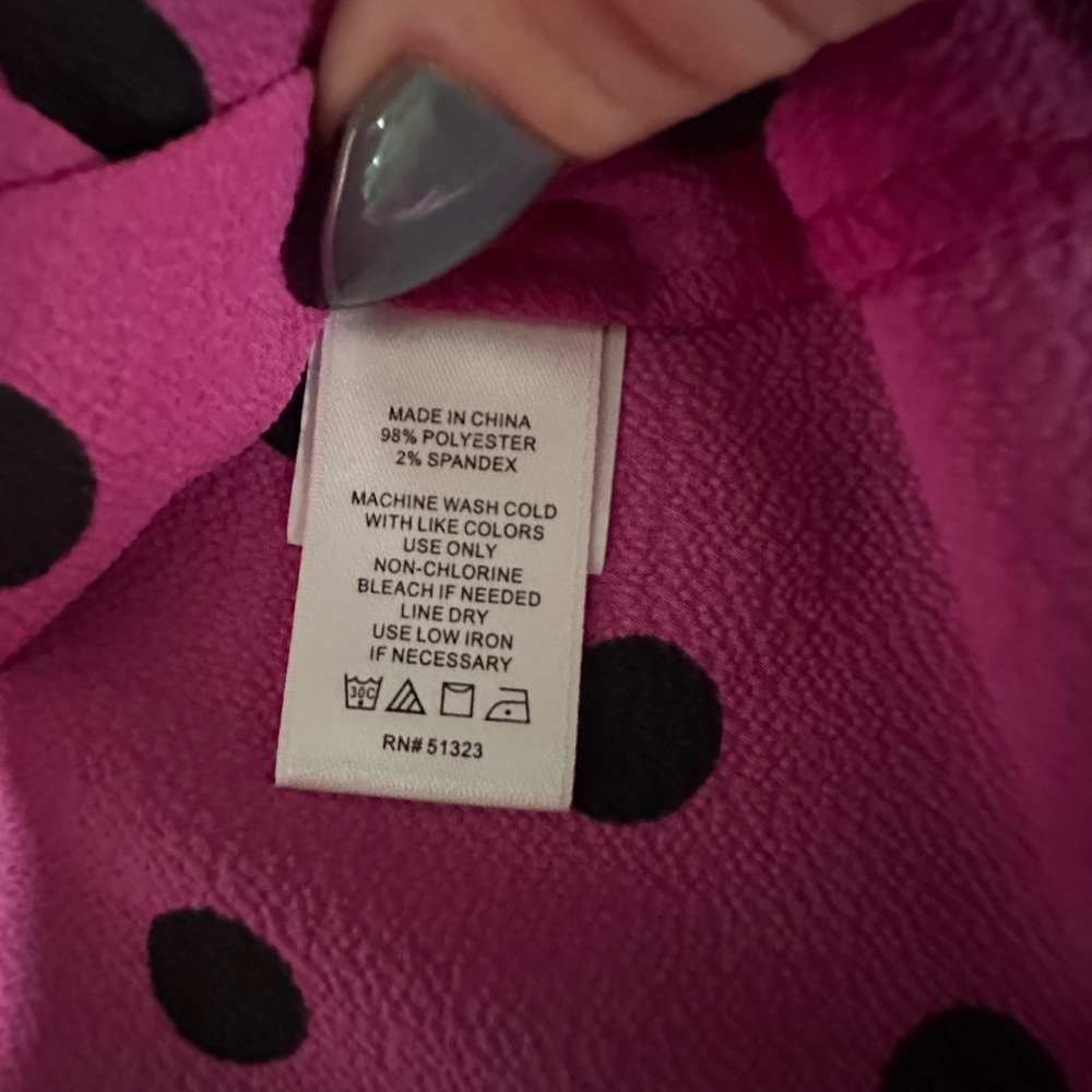CeCe Hot Pink Polka Dot Tie-Sleeve Blouse - Picture 3 of 7